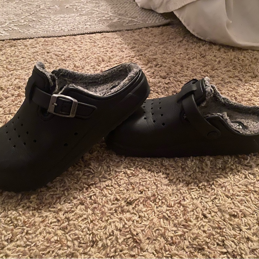 Skechers Black Fleece-Lined Mules